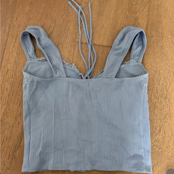 Garage tie front lace shirt in Light Blue - Picture 3 of 3